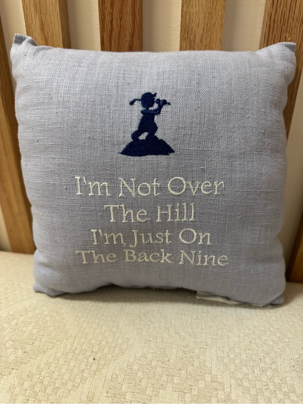 Golf Accent Pillow with Embroidered Golfer and Quote